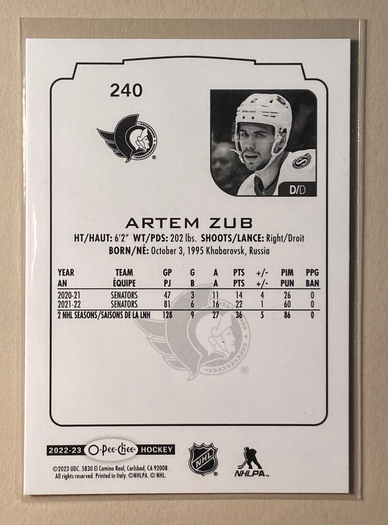 2022-23 UD O-Pee-Chee 240 Artem Zub - Hockey