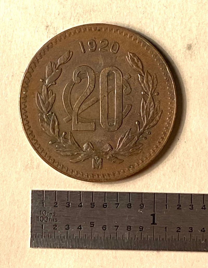 1920 Estados Unidos Mexicanos 20 Centavos