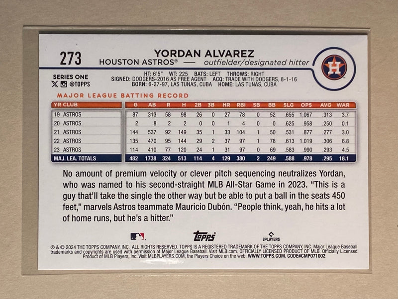 2024 Topps 273 Yordan Alvarez - Baseball