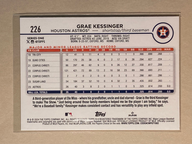 2024 Topps 226 Grae Kissinger - Baseball - RC