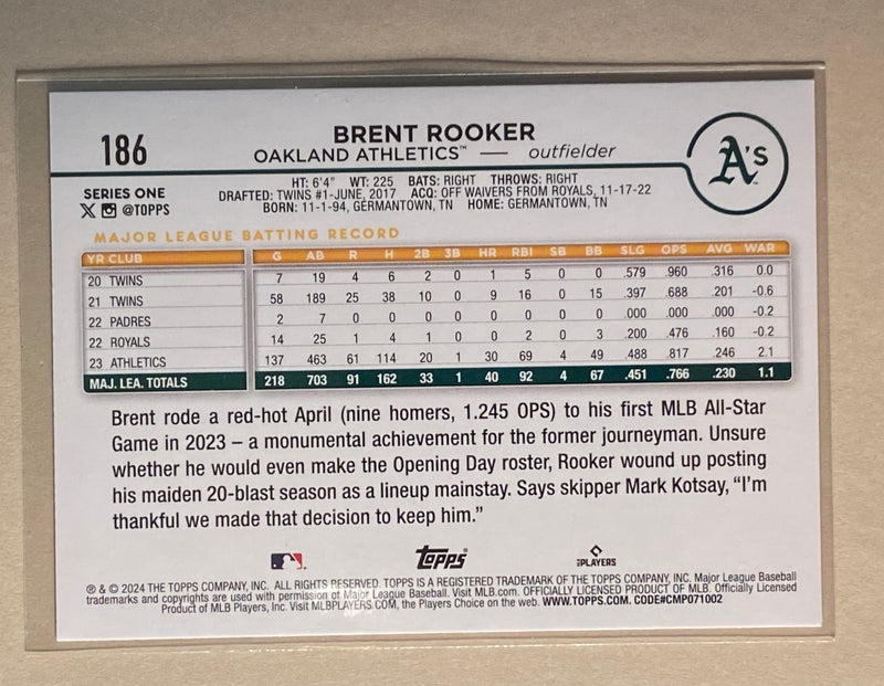 2024 Topps 186 Brent Rooker - Baseball