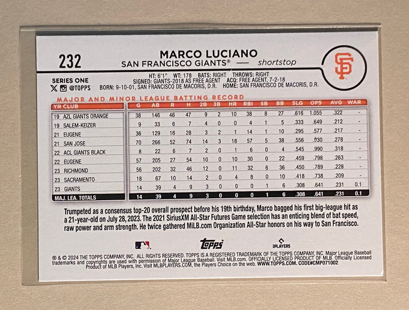 2024 Topps 232 Marco Luciano - Baseball - RC