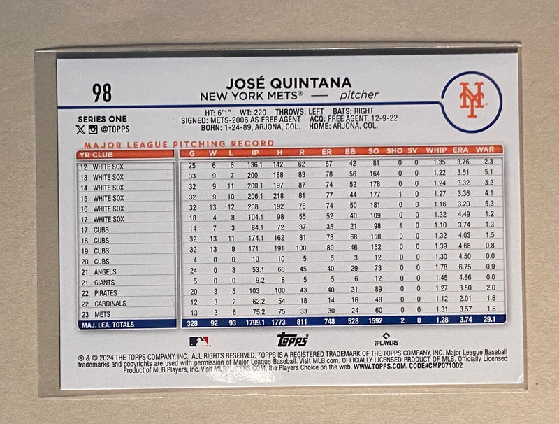 2024 Topps 98 Jose Quintana - Baseball