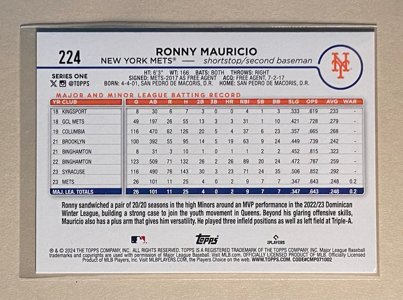 2024 Topps 224 Ronny Mauricio - Baseball - RC