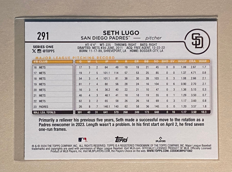 2024 Topps 291 Seth Lugh - Baseball