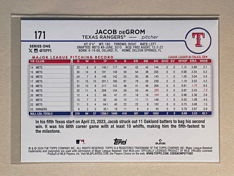 2024 Topps 171 Jacob DeGrom - Baseball