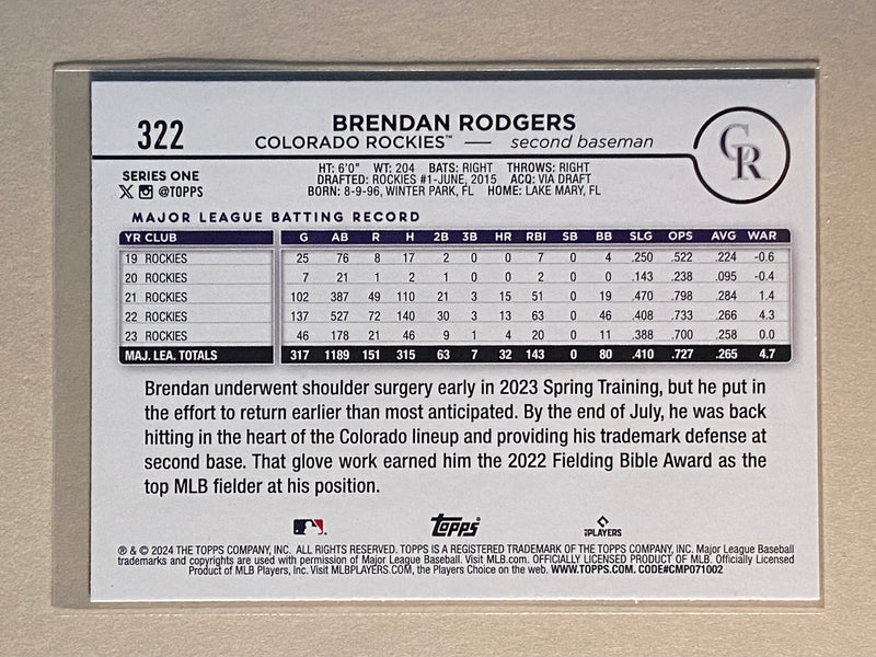 2024 Topps 322 Brendan Rodgers - Baseball