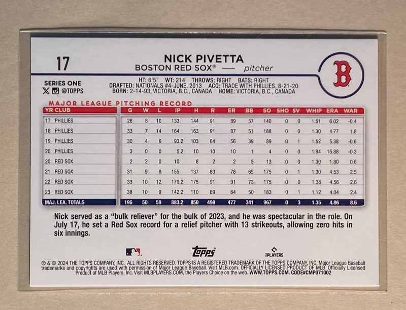 2024 Topps 17 Nick Pivetta - Baseball