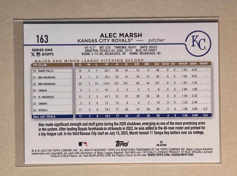 2024 Topps 163 Alec Marsh - Baseball - RC