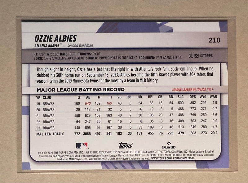 2024 Topps 210 Ozzie Albies - Baseball - Rainbow Foil - Big League