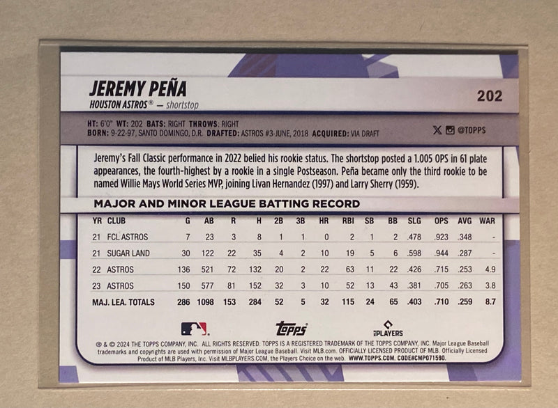 2024 Topps 202 Jeremy Pena - Baseball - Rainbow Foil - Big League