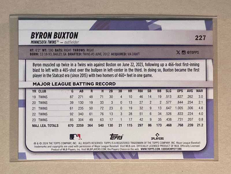 2024 Topps 227 Byron Buxton - Baseball - Rainbow Foil - Big League