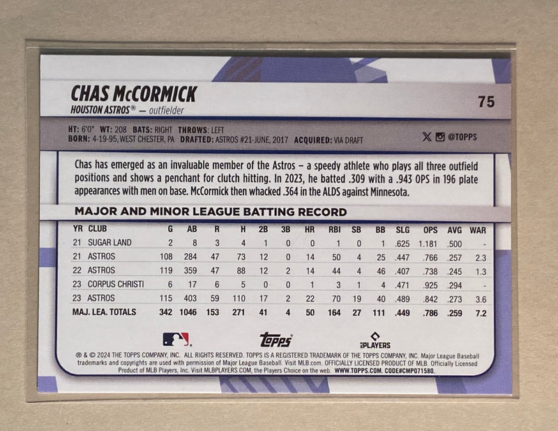 2024 Topps 75 Chas McCormick - Baseball - Big League