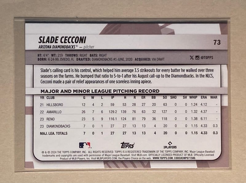 2024 Topps 73 Slade Cecconi - Baseball - Big League - RC