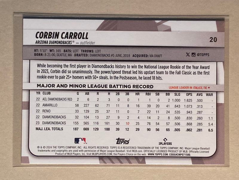 2024 Topps 20 Corbin Carroll - Baseball - Big League