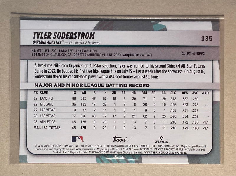 2024 Topps 135 Tyler Soderstrom - Baseball - Big League - RC