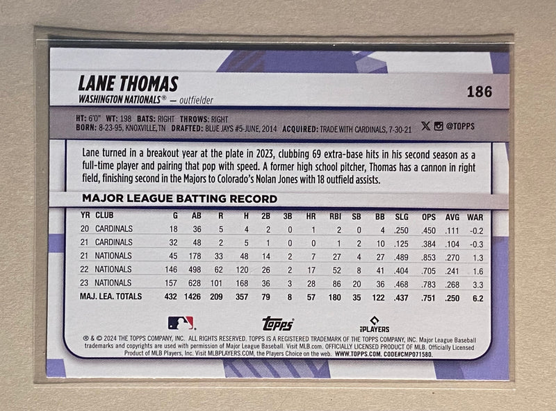 2024 Topps 186 Lane Thomas - Baseball - Big League