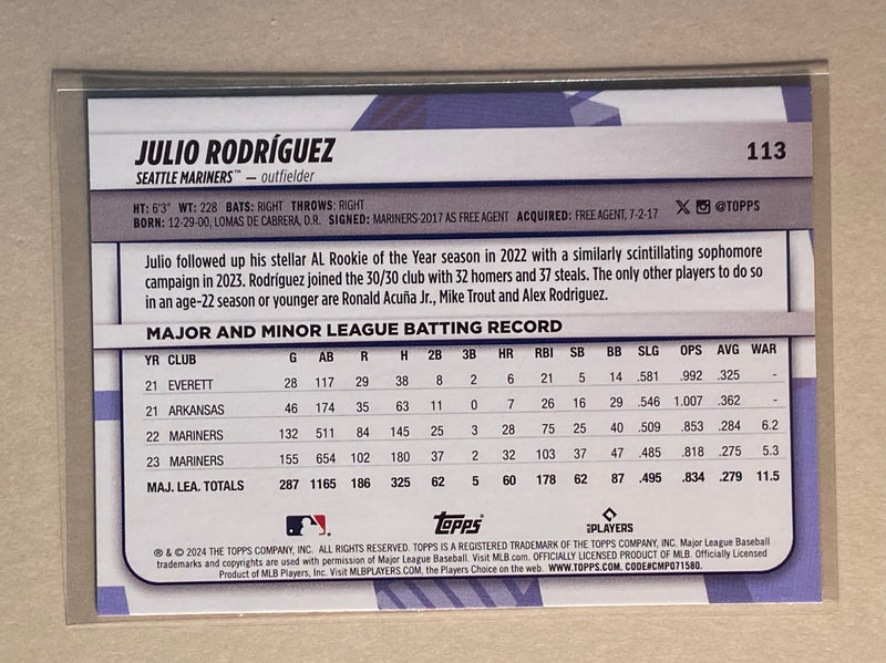 2024 Topps 113 Julio Rodriguez - Baseball - Big League
