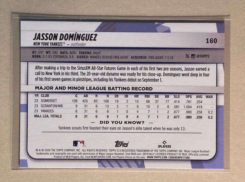 2024 Topps 160 Jasson Dominguez - Baseball - Big League - RC