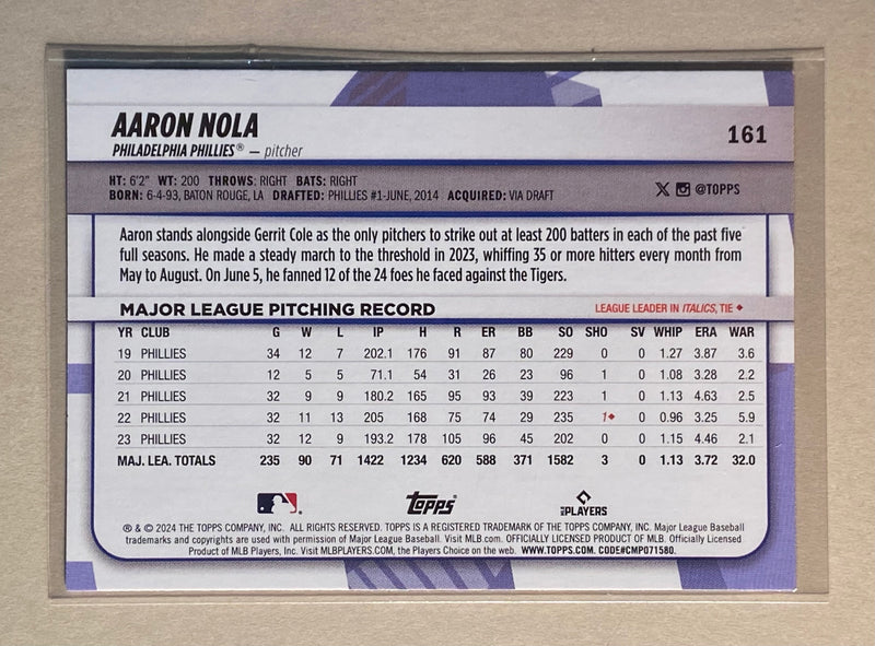 2024 Topps 161 Aaron Nola - Baseball - Big League