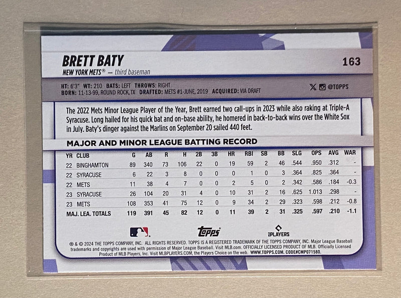 2024 Topps 163 Brett Baty - Baseball - Big League