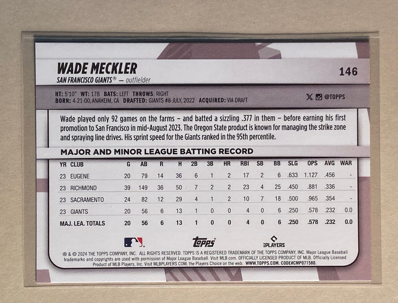 2024 Topps 146 Wade Heckler - Baseball - Big League - RC