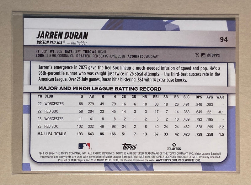 2024 Topps 94 Jarren Duran - Baseball - Big League