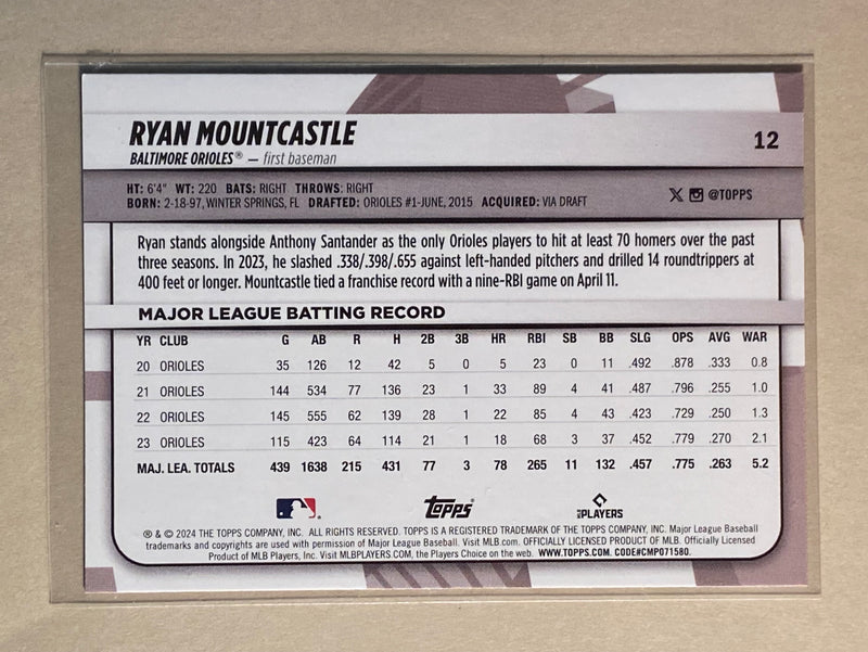 2024 Topps 12 Ryan Mountcastle - Baseball - Big League