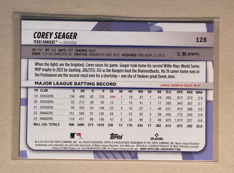 2024 Topps 128 Corey Seager - Baseball - Big League