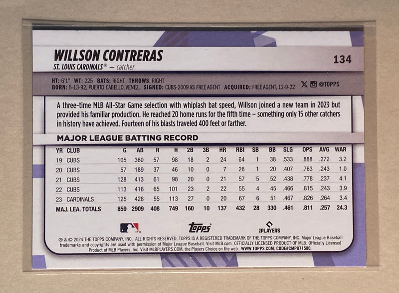 2024 Topps 134 Willson Contreras - Baseball - Big League