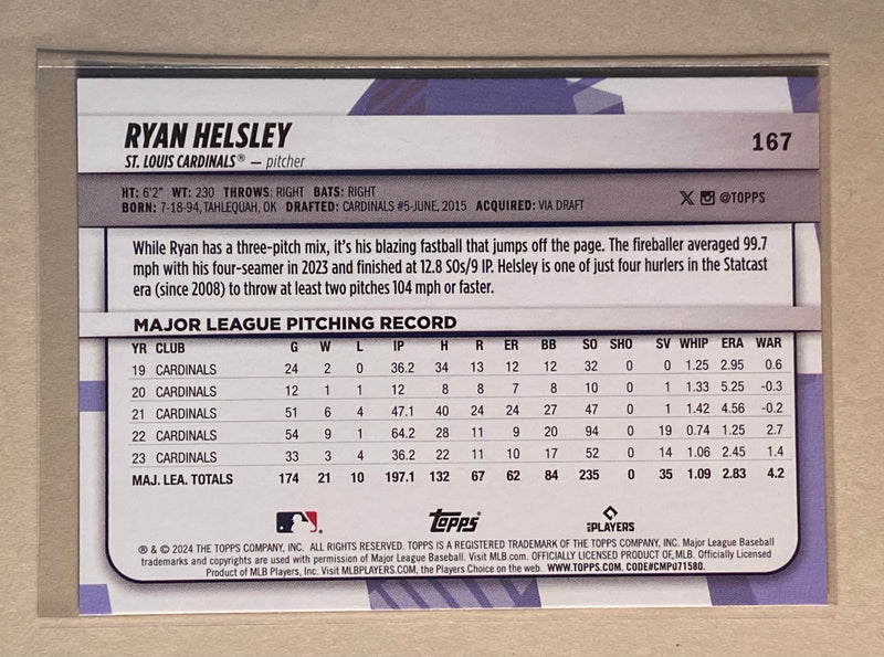 2024 Topps 167 Ryan Helsley - Baseball - Big League