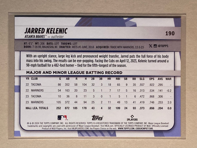 2024 Topps 190 Jarred Kelenic - Baseball - Big League