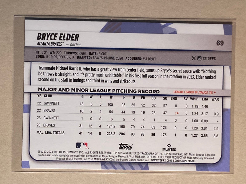 2024 Topps 69 Bryce Elder - Baseball - Big League