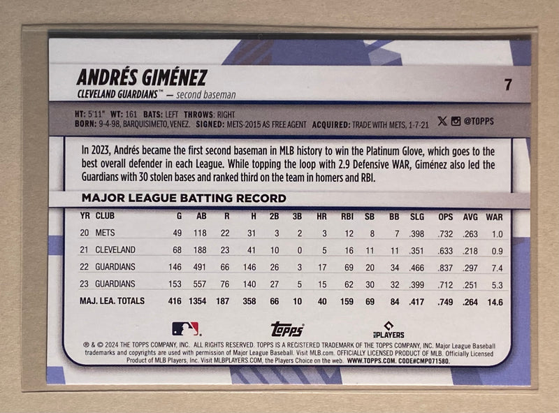 2024 Topps 7 Andres Gimenez - Baseball - Big League