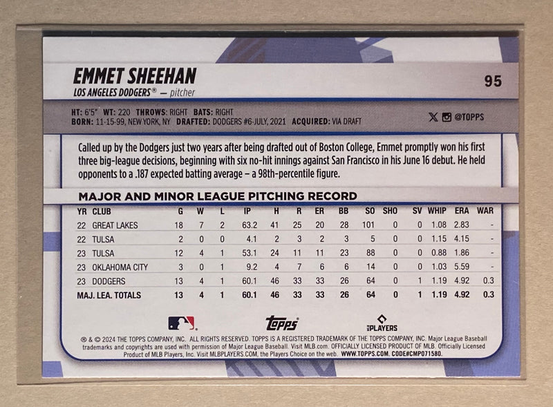 2024 Topps 95 Emmet Sheehan - Baseball - Big League - RC