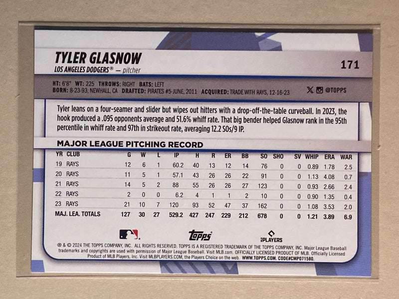 2024 Topps 171 Tyler Glasnow - Baseball - Big League