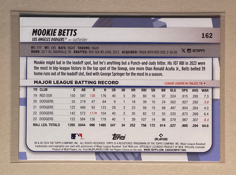 2024 Topps 162 Mookie Betts - Baseball - Big League