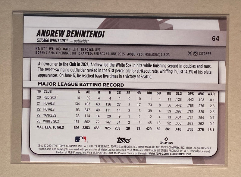 2024 Topps 64 Andrew Benintendi - Baseball - Big League