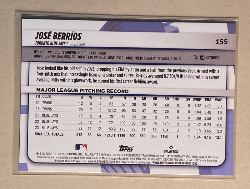 2024 Topps 155 Jose Berrios - Baseball - Big League