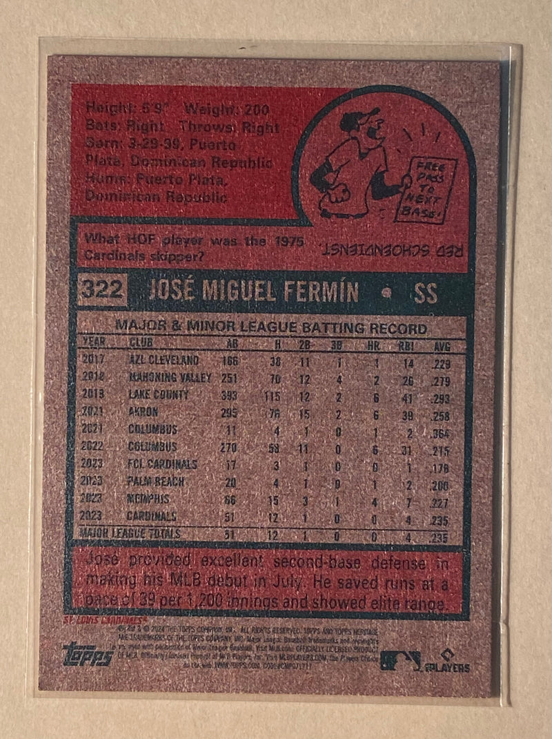 2024 Topps 322 Jose Fermin - Baseball - RC - Heritage