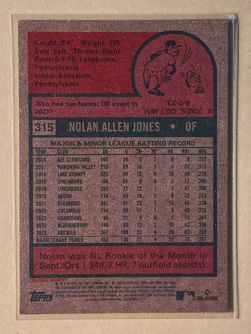 2024 Topps 315 Nolan Jones - Baseball - Heritage - All Star Rookie