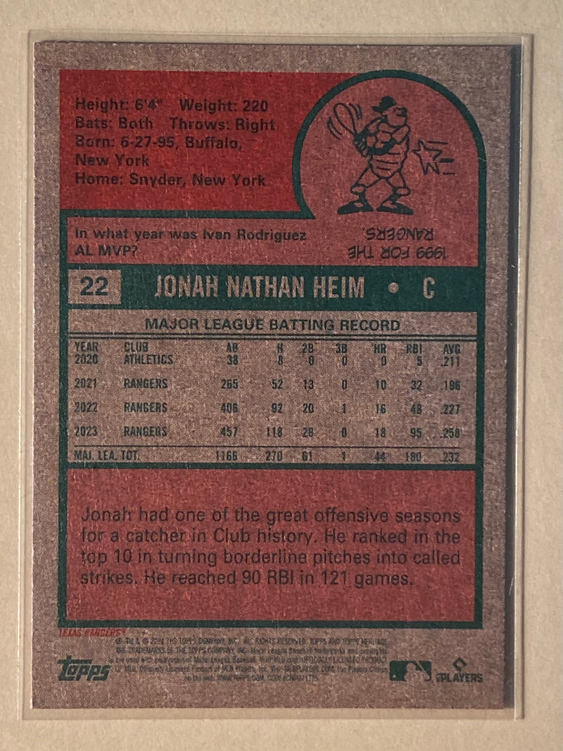 2024 Topps 22 Jonah Heim - Baseball - Heritage - All Star