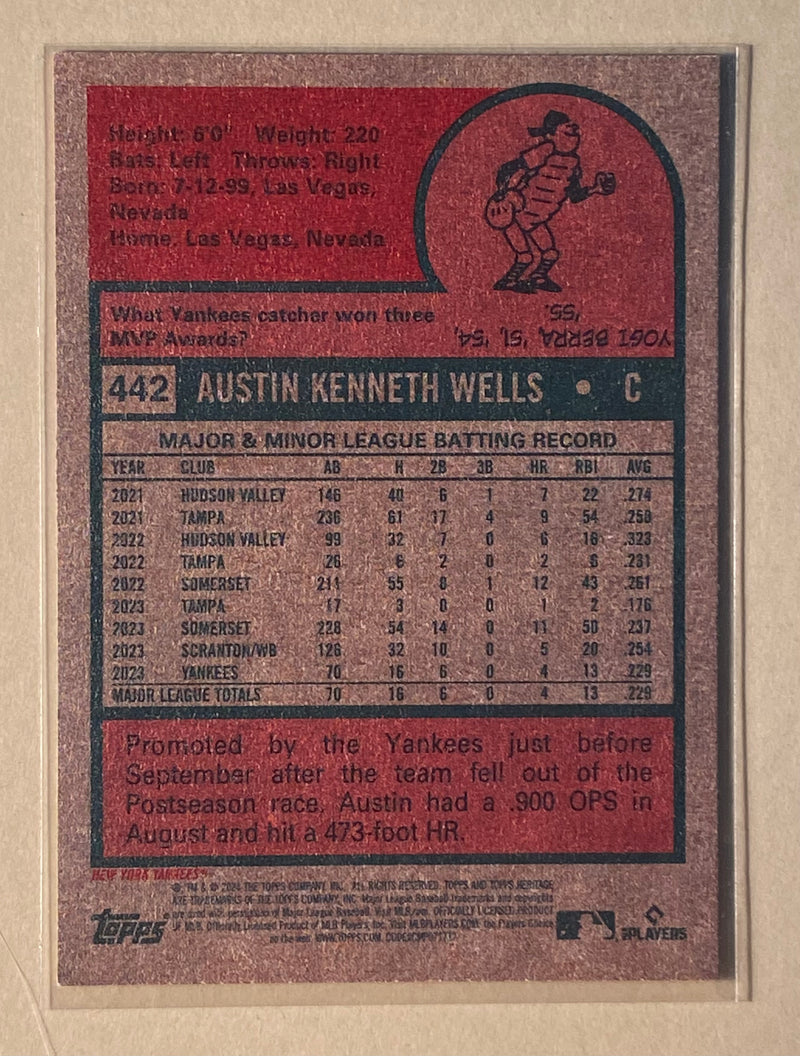 2024 Topps 442 Austin Wells - Baseball - Heritage - RC