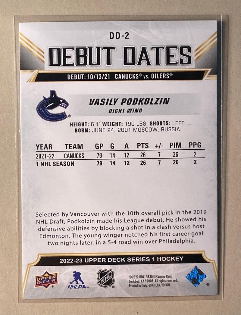 2022-23 Upper Deck DD2 Vasily Podkolzin - Debut Dates