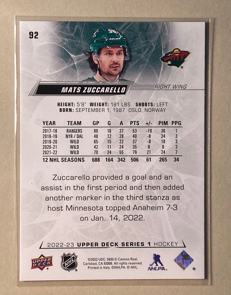 2022-23 Upper Deck 92 Mats Zuccarello - Hockey