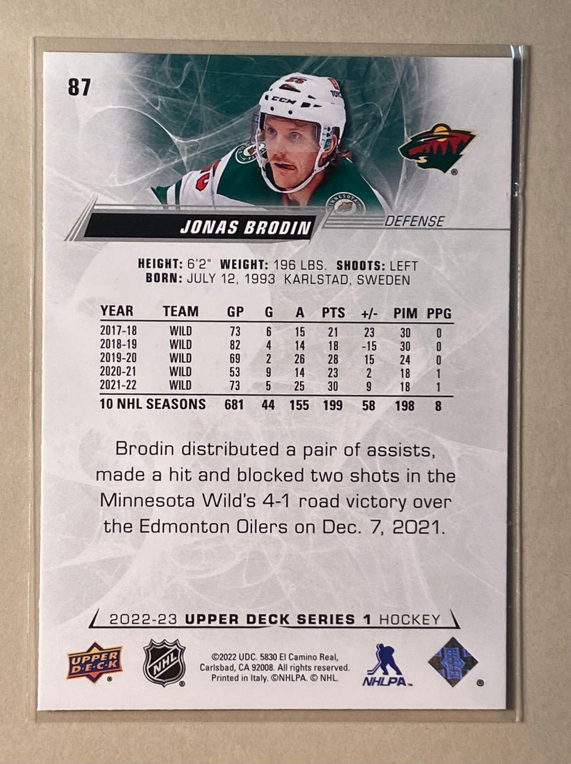 2022-23 Upper Deck 87 Jonas Brodin - Hockey