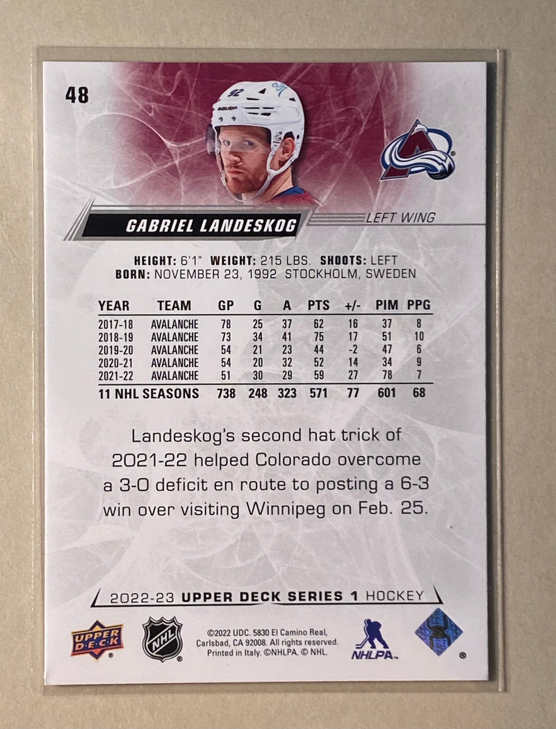 2022-23 Upper Deck 48 Gabriel Landeskog - Hockey