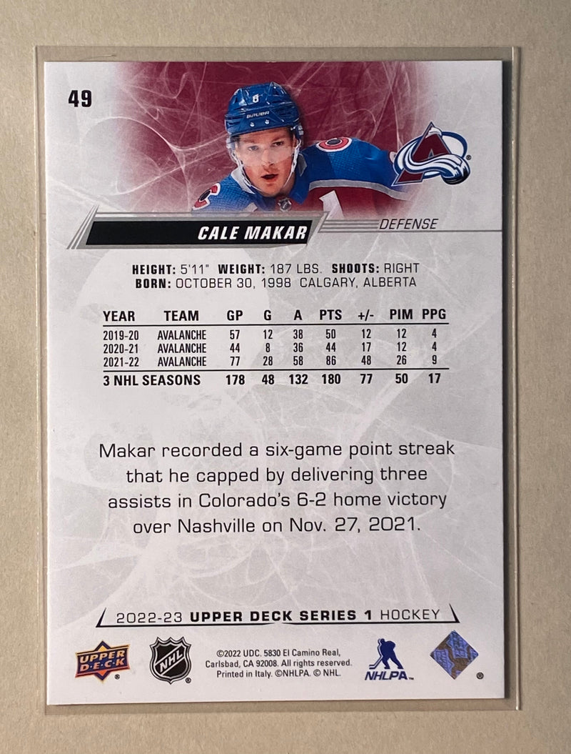 2022-23 Upper Deck 49 Cale Makar - Hockey