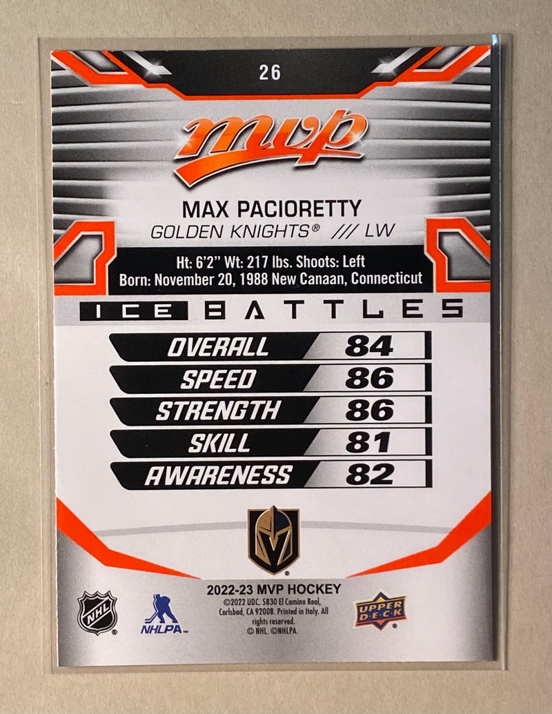 2022-23 Upper Deck 26 Max Pacioretty - Hockey - MVP - Ice Battles