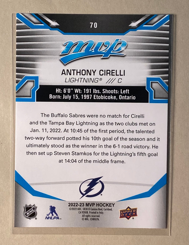 2022-23 Upper Deck 70 Anthony Cirelli - Hockey - MVP